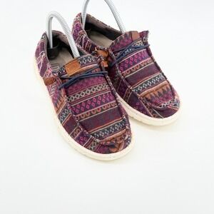 Hey Dude Wendy Funk Baja All Over Multi Color Slip On Shoes Womens 7 40408-90H